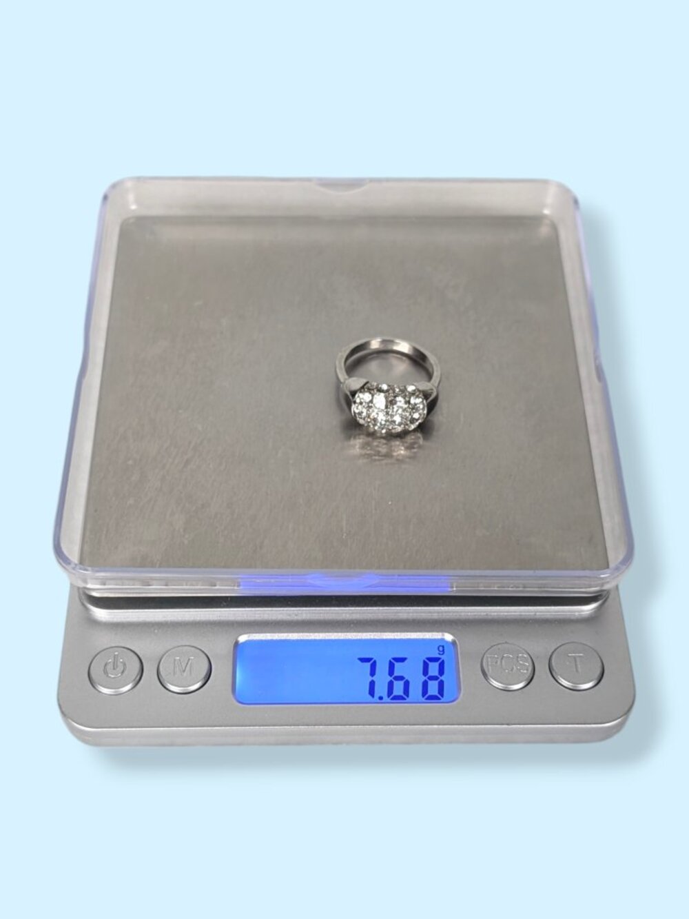 Rounded Front White Rhinestone Ring - Picture 6 of 6